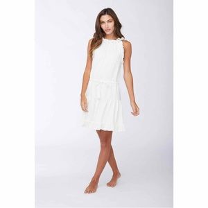 Sundays Larissa Dress Size L White Sleeveless Ruffled Drawstring Anthropologie
